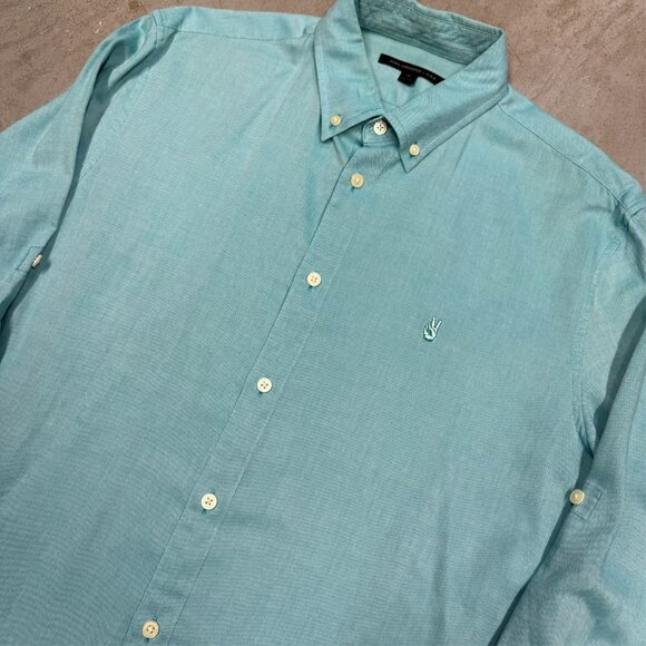 John Varvatos USA Mens Long Sleeve Shirt Button Down Blue Cotton Medium - Picture 3 of 8